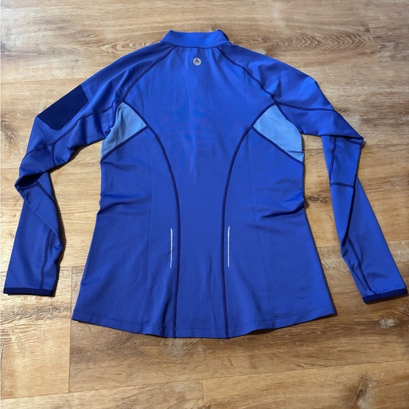 🚩SOLD 🚩Marmot Women's cornflower Blue thumb hole 1/2 zip jacket size Medium - Picture 6 of 8
